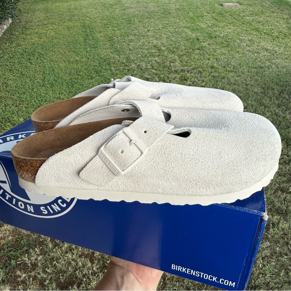 NEW! Birkenstock Boston BS Antique White 37EU, Women’s 6, Men’s 4 Narrow Foot